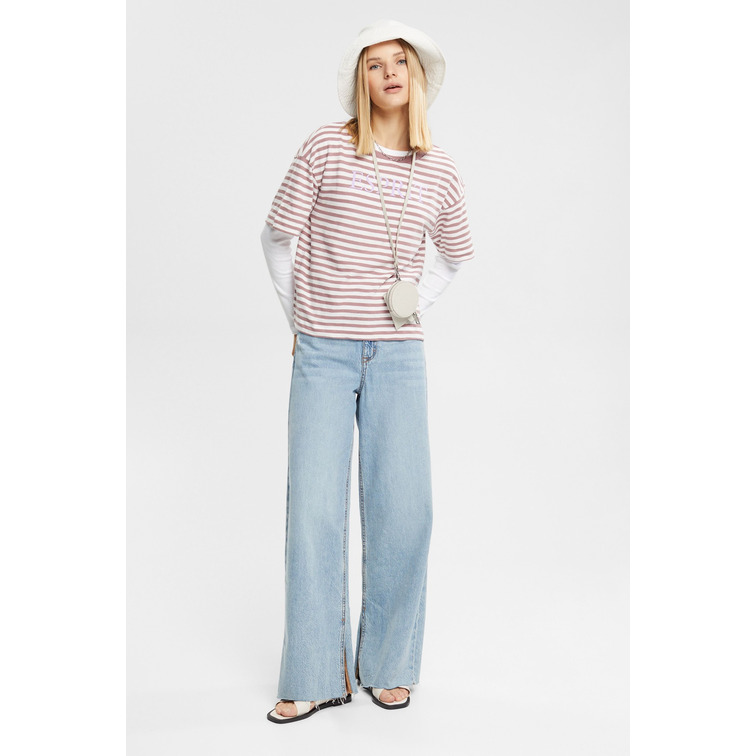 CAMISETA A RAYAS CON LOGO ESTAMPADO MUJER ESPRIT
