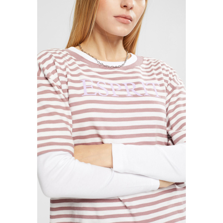 CAMISETA A RAYAS CON LOGO ESTAMPADO MUJER ESPRIT