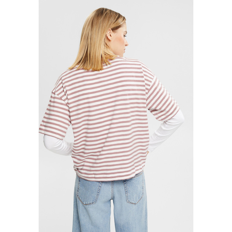 CAMISETA A RAYAS CON LOGO ESTAMPADO MUJER ESPRIT