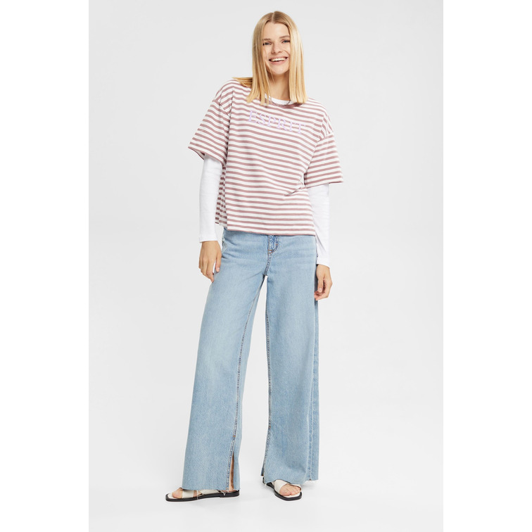 CAMISETA A RAYAS CON LOGO ESTAMPADO MUJER ESPRIT