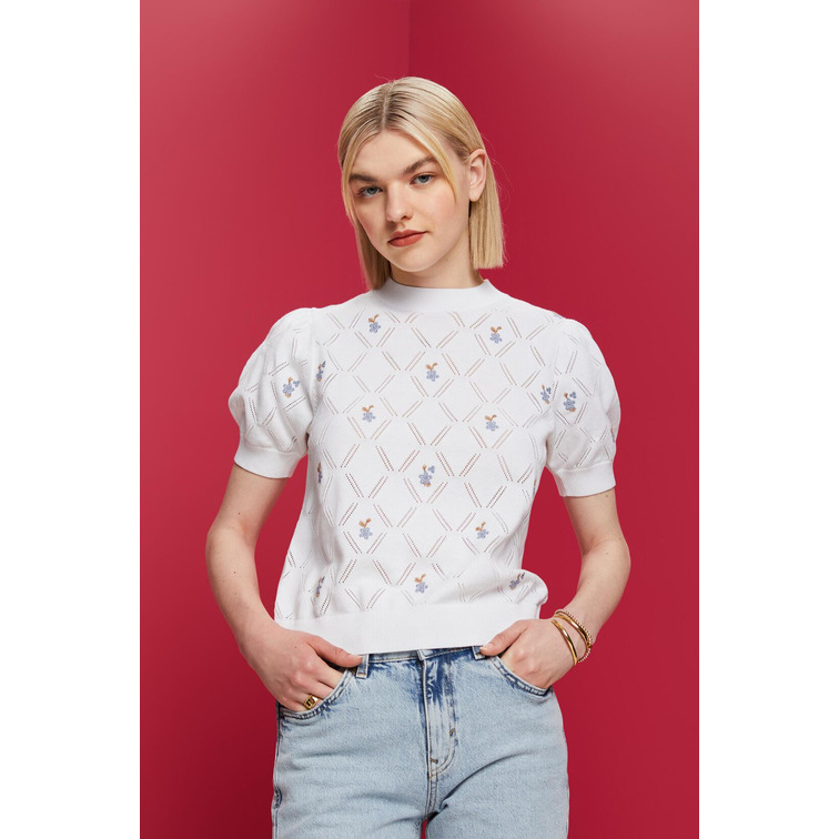 JERSEY BORDADO DE MANGA CORTA MUJER ESPRIT