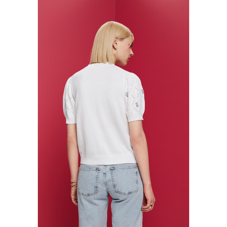 JERSEY BORDADO DE MANGA CORTA MUJER ESPRIT