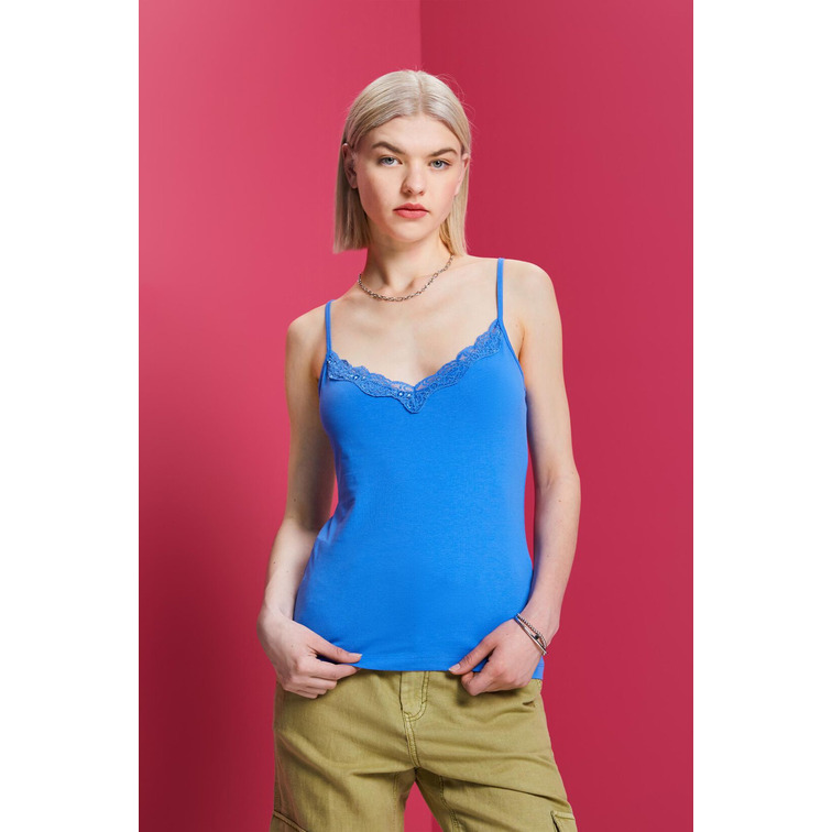 TOP DE TEJIDO JERSEY CON ENCAJE MUJER ESPRIT