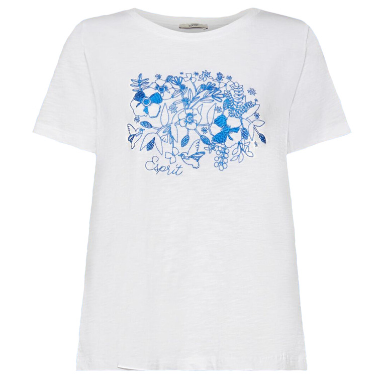 CAMISETA CON BORDADO FLORAL MUJER ESPRIT