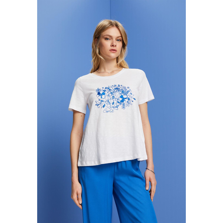 CAMISETA CON BORDADO FLORAL MUJER ESPRIT