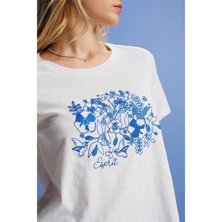 CAMISETA CON BORDADO FLORAL MUJER ESPRIT