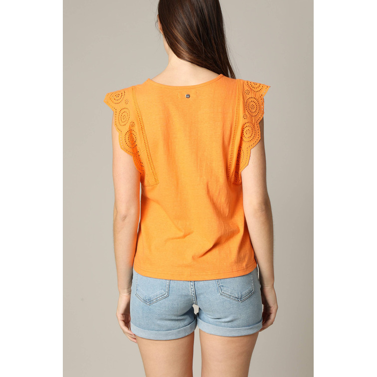 BLUSA MUJER DEELUXE CON VOLANTES CALADOS