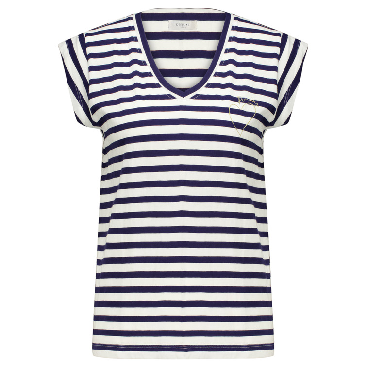CAMISETA A RAYAS MUJER DEELUXE CORAZÓN BORDADO