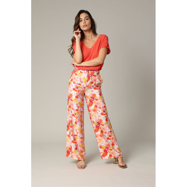 PANTALÓN FLUIDO MUJER DEELUXE ESTAMPADO TROPICAL