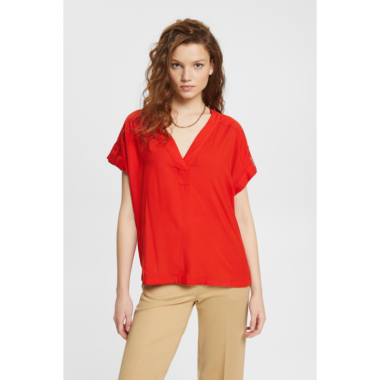 BLUSA CON CUELLO EN PICO MUJER ESPRIT