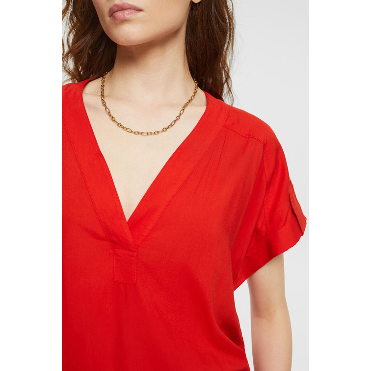 BLUSA CON CUELLO EN PICO MUJER ESPRIT