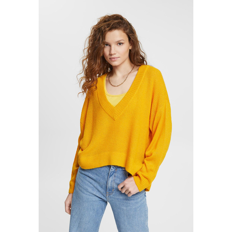 JERSEY CON CUELLO PICO EN MEZCLA DE LANA MUJER ESPRIT