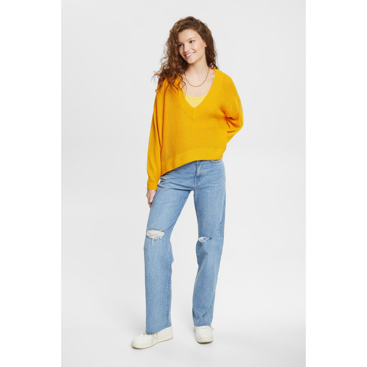 JERSEY CON CUELLO PICO EN MEZCLA DE LANA MUJER ESPRIT