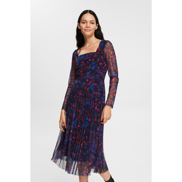 VESTIDO MIDI DE MALLA ESTAMPADO MUJER ESPRIT