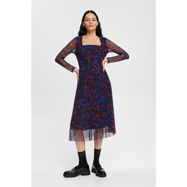 VESTIDO MIDI DE MALLA ESTAMPADO MUJER ESPRIT