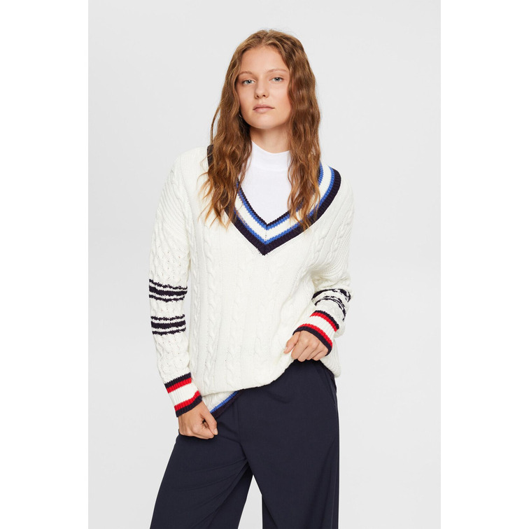 JERSEY DE PUNTO CON CUELLO EN PICO MUJER ESPRIT