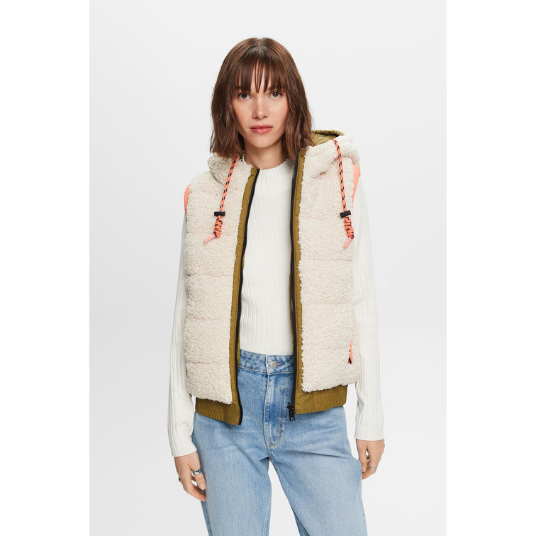 CHALECO REVERSIBLE DE FORRO POLAR CON CAPUCHA MUJER ESPRIT