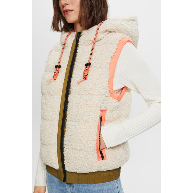 CHALECO REVERSIBLE DE FORRO POLAR CON CAPUCHA MUJER ESPRIT