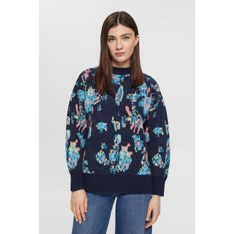JERSEY JACQUARD EN MEZCLA DE LANA MUJER ESPRIT