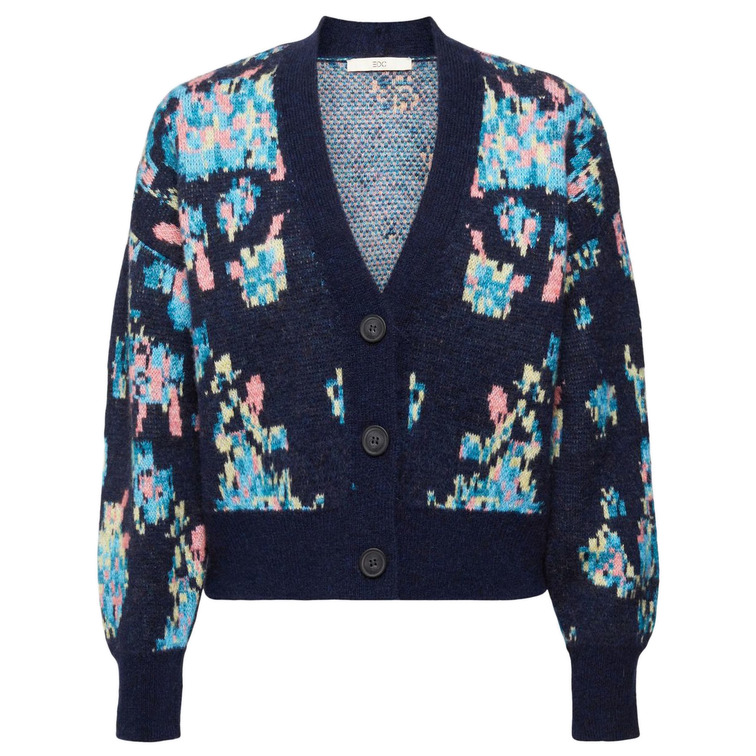 CÁRDIGAN JACQUARD EN MEZCLA DE LANA MUJER ESPRIT