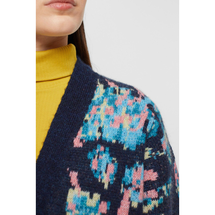 CÁRDIGAN JACQUARD EN MEZCLA DE LANA MUJER ESPRIT