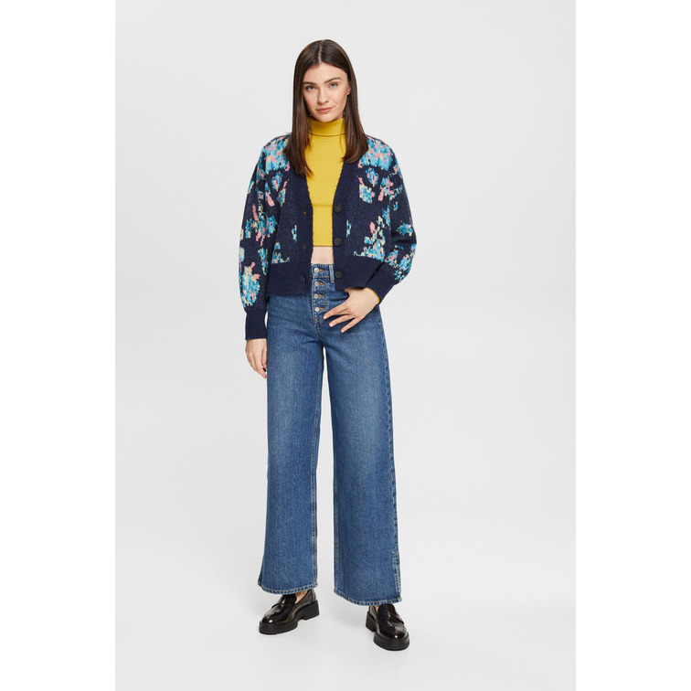 CÁRDIGAN JACQUARD EN MEZCLA DE LANA MUJER ESPRIT