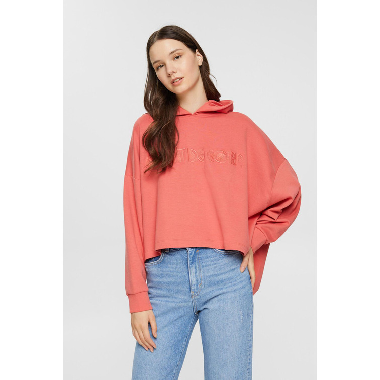 SUDADERA OVERSIZE CON CAPUCHA Y LOGO BORDADO MUJER ESPRIT
