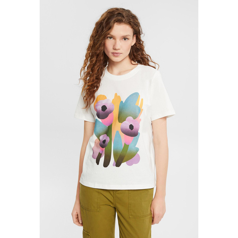 Esprit Camiseta estampada lila estampado tem\u00e1tico look casual Moda Camisas Camisetas estampadas