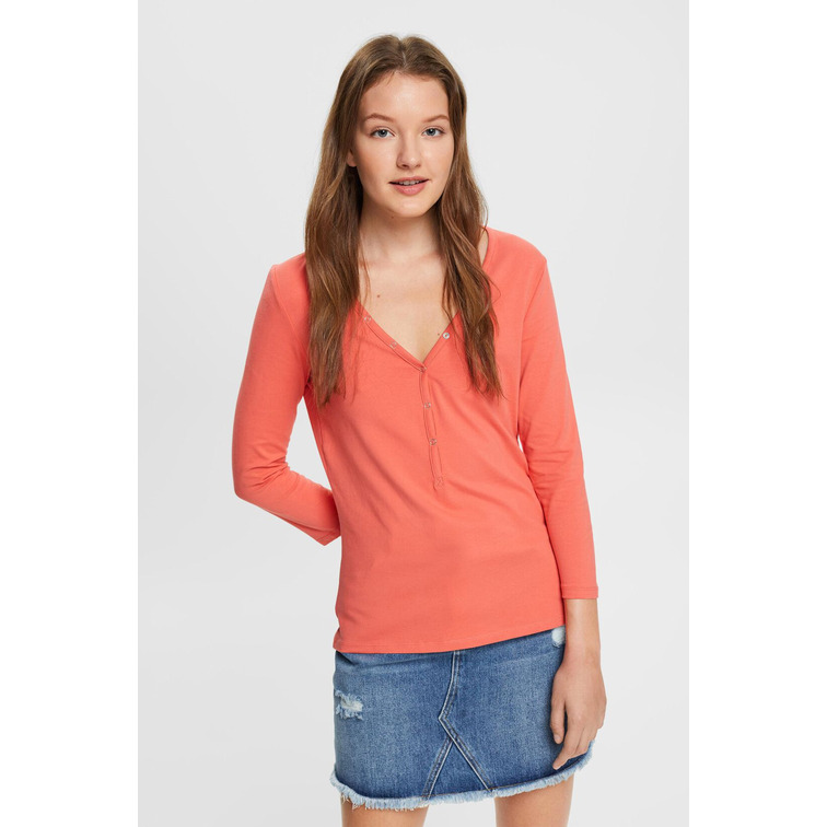 CAMISETA HENLEY DE MANGA LARGA MUJER ESPRIT