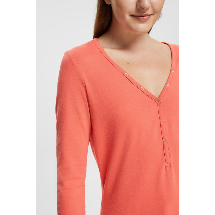 CAMISETA HENLEY DE MANGA LARGA MUJER ESPRIT