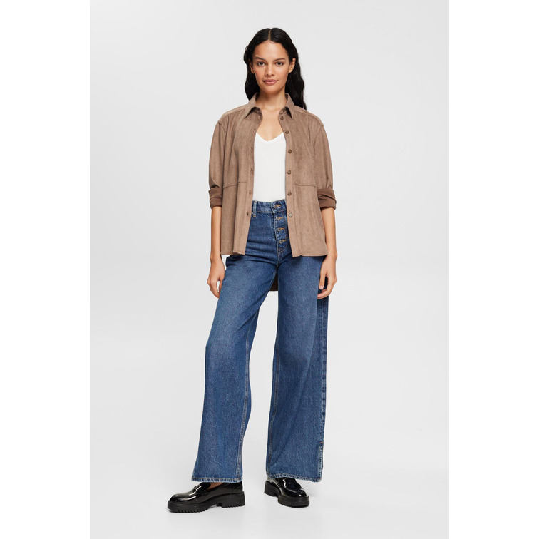 CAMISA EN IMITACIÓN DE ANTE MUJER ESPRIT