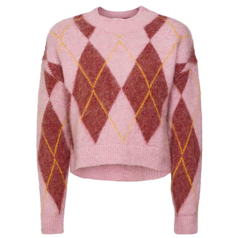 JERSEY CON DISEÑO DE ROMBOS EN MEZCLA DE LANA MUJER ESPRIT