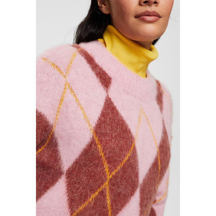 JERSEY CON DISEÑO DE ROMBOS EN MEZCLA DE LANA MUJER ESPRIT