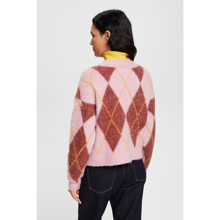 JERSEY CON DISEÑO DE ROMBOS EN MEZCLA DE LANA MUJER ESPRIT