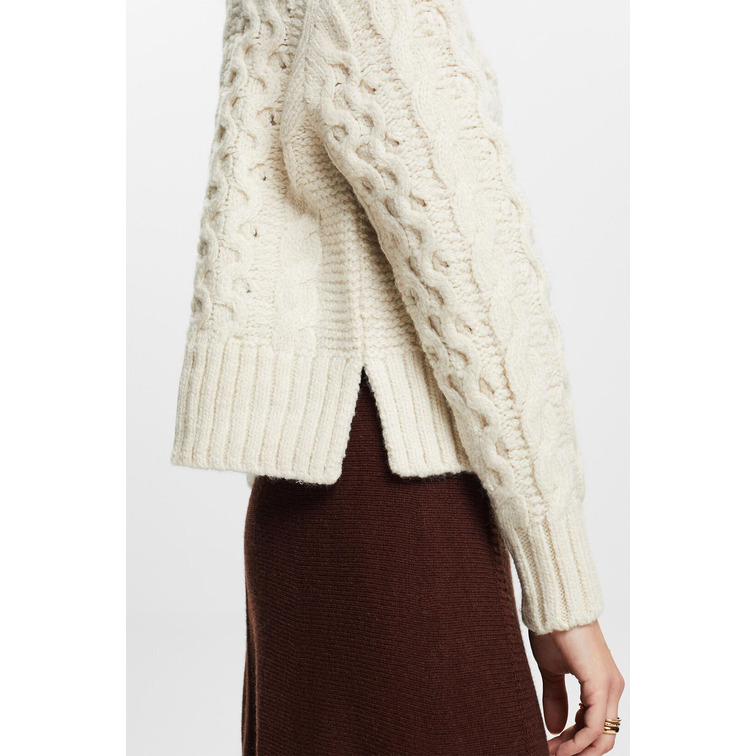 JERSEY DE PUNTO TRENZADO EN MEZCLA DE LANA MUJER ESPRIT