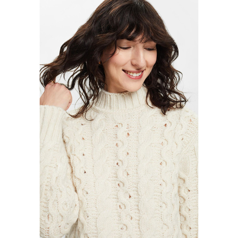 JERSEY DE PUNTO TRENZADO EN MEZCLA DE LANA MUJER ESPRIT