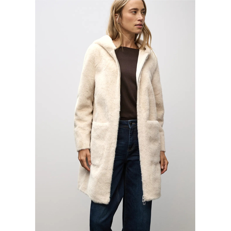 ABRIGO MUJER  STREET FAKE FUR COAT W. HOODY