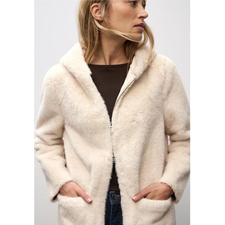 ABRIGO MUJER  STREET FAKE FUR COAT W. HOODY