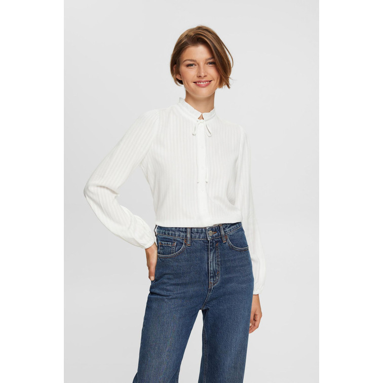 BLUSA CON CUELLO FRUNCIDO MUJER ESPRIT