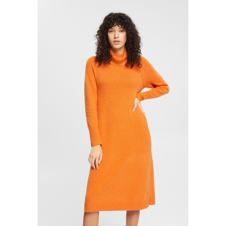 VESTIDO DE CUELLO ALTO EN MEZCLA DE LANA MUJER ESPRIT