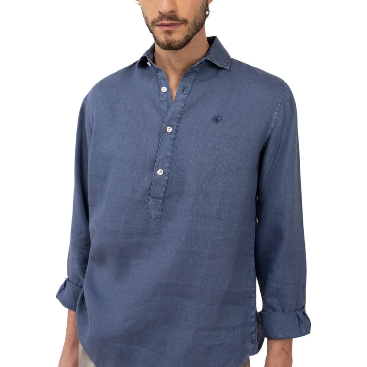 CAMISA HOMBRE  EL GANSO CAMISA POLERA LINO MARINO