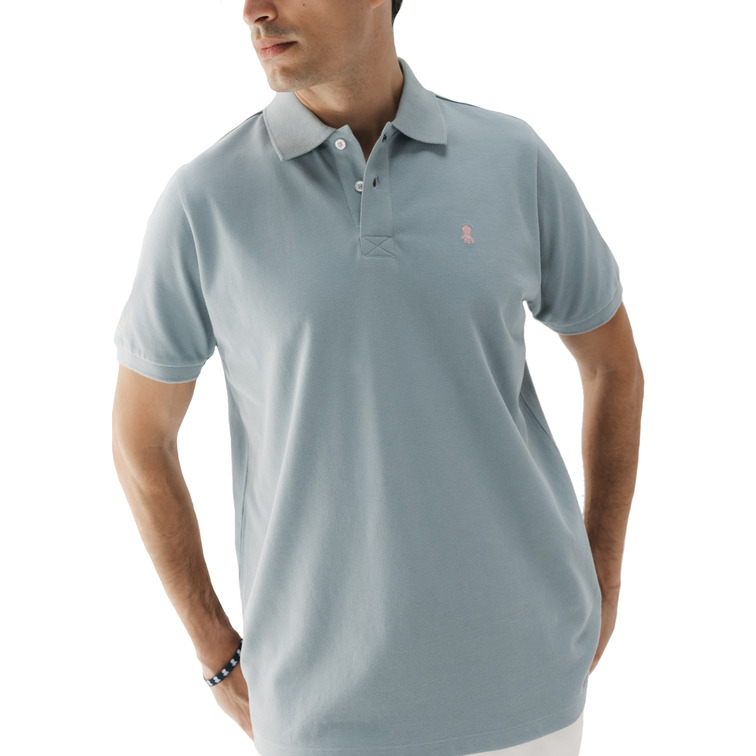 HOMBRE POLO LAVADO BORDADO A CONTRAST AZULGRIS