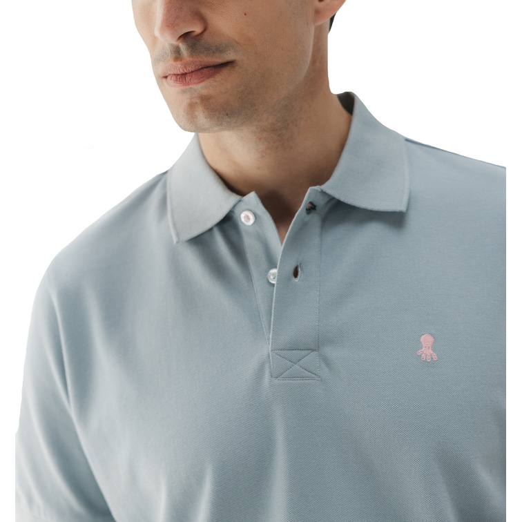 HOMBRE POLO LAVADO BORDADO A CONTRAST AZULGRIS