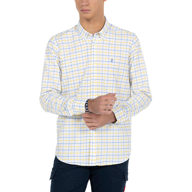 CAMISA HOMBRE  PULPO CAMISA CUADROS BICOLOR OXFORD