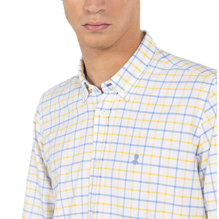 CAMISA HOMBRE  PULPO CAMISA CUADROS BICOLOR OXFORD