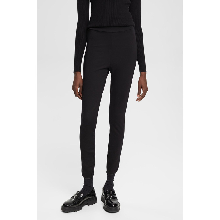 PANTALÓN DE JERSEY CON RIBETE EN POLIPIEL MUJER ESPRIT