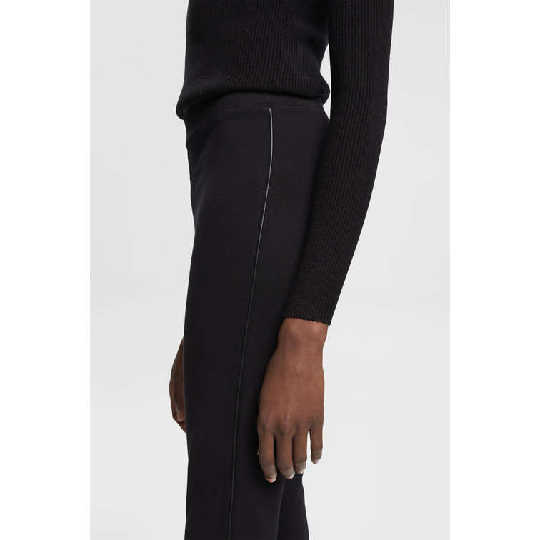 PANTALÓN DE JERSEY CON RIBETE EN POLIPIEL MUJER ESPRIT