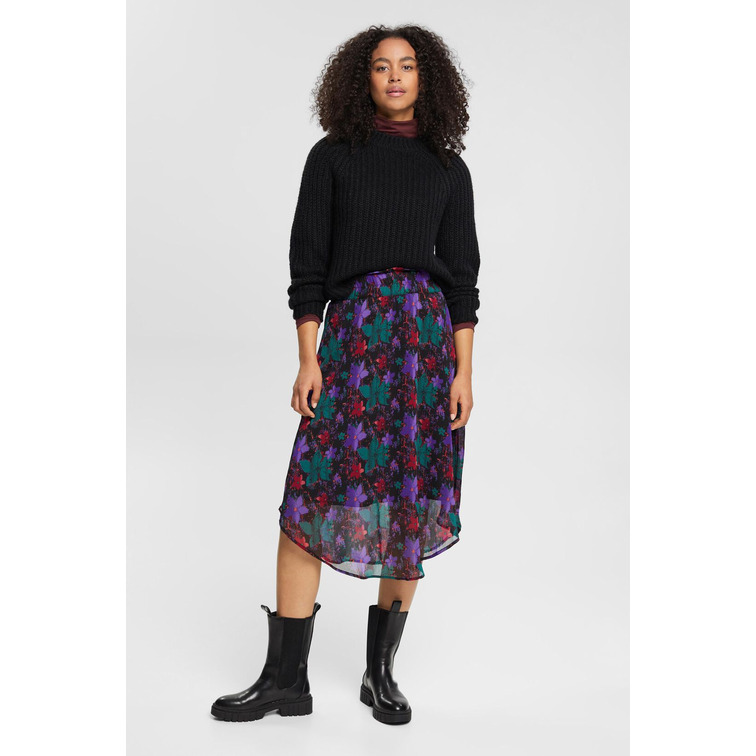 FALDA MIDI ESTAMPADA DE GASA MUJER ESPRIT
