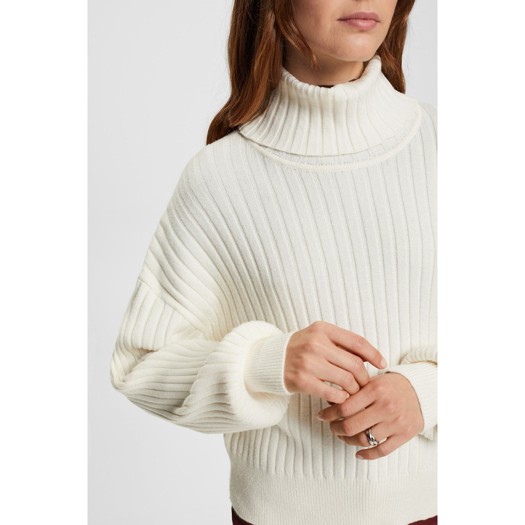 JERSEY ACANALADO DE CUELLO ALTO MUJER ESPRIT