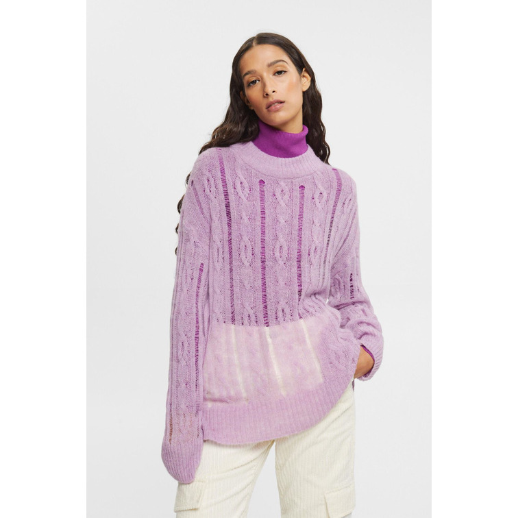 JERSEY DE PUNTO TRENZADO ABIERTO CON LANA MUJER ESPRIT